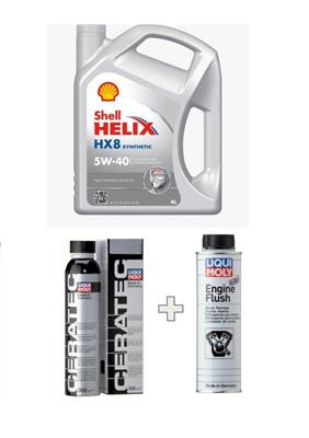 KIT SHELL HX8 5W/40 4 LT + CERATEC + ENGINE FLUSH
